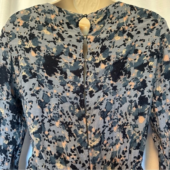 FREE PEOPLE Romper ALL THE RIGHT RUFFLES BLUE Floral Size Small Boho Festival - Picture 6 of 15